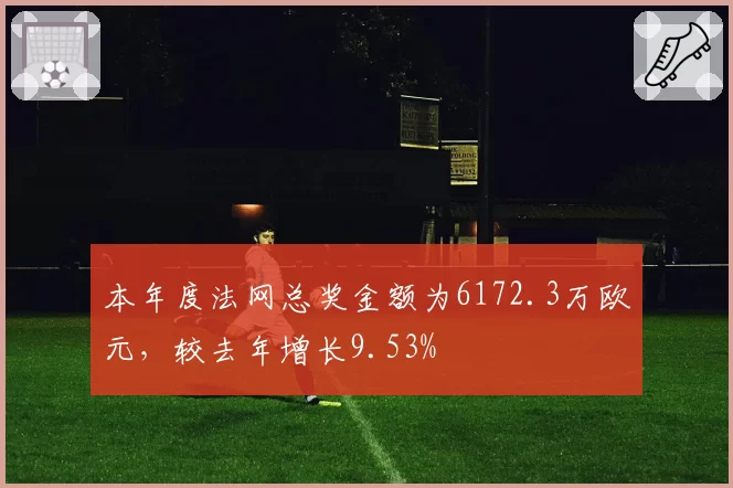 本年度法网总奖金额为6172.3万欧元，较去年增长9.53%